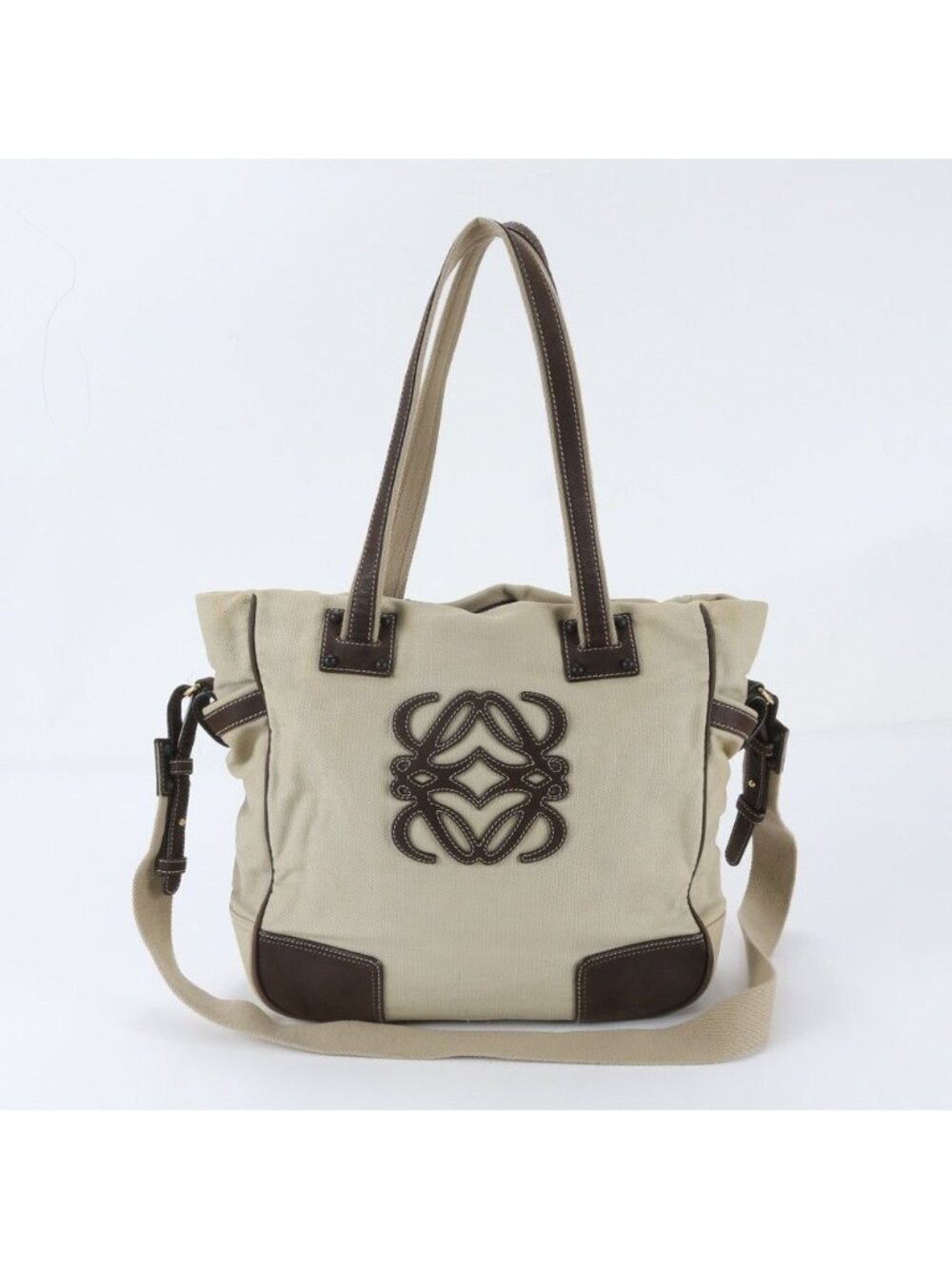 Loewe Anagram Bolso Leather Canvas 2-Way Shoulder Bag Crossbody Hand